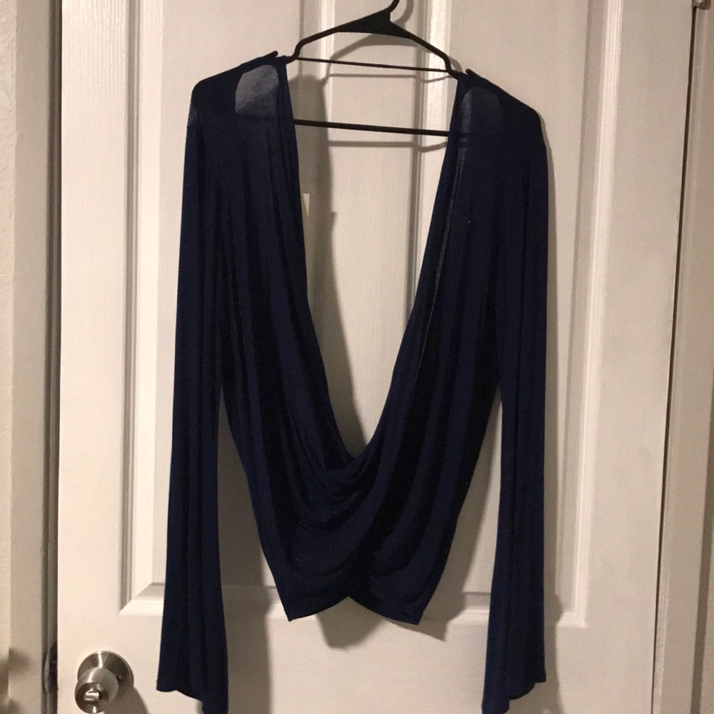 Blue front and back scoop blouse